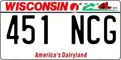 WI license plate 451NCG