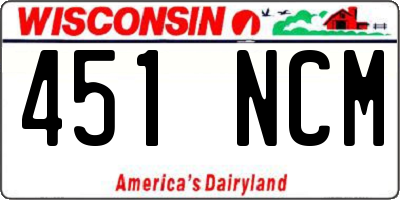 WI license plate 451NCM