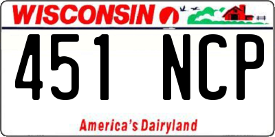 WI license plate 451NCP