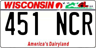 WI license plate 451NCR