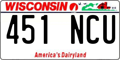 WI license plate 451NCU