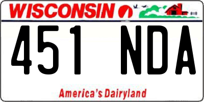 WI license plate 451NDA