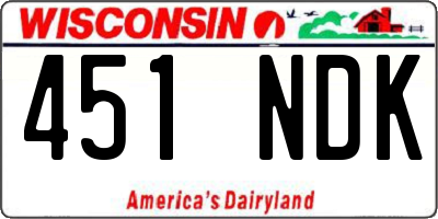 WI license plate 451NDK