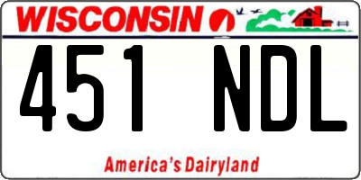 WI license plate 451NDL
