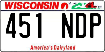 WI license plate 451NDP