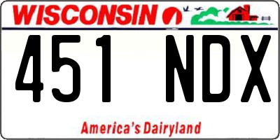 WI license plate 451NDX