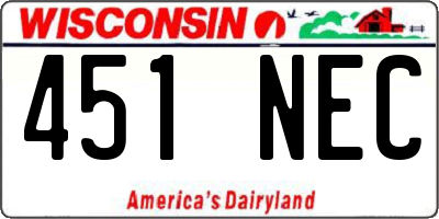 WI license plate 451NEC