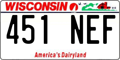 WI license plate 451NEF