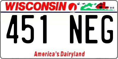 WI license plate 451NEG
