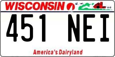 WI license plate 451NEI