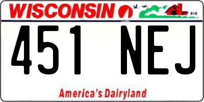 WI license plate 451NEJ