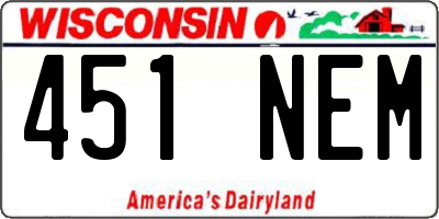 WI license plate 451NEM