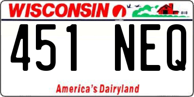 WI license plate 451NEQ