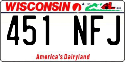 WI license plate 451NFJ