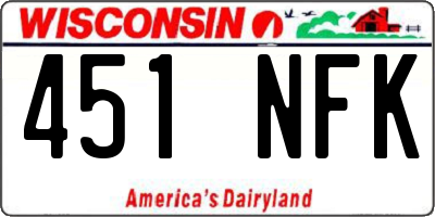 WI license plate 451NFK