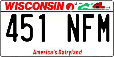 WI license plate 451NFM