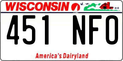 WI license plate 451NFO