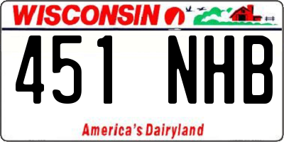 WI license plate 451NHB