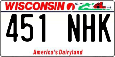 WI license plate 451NHK