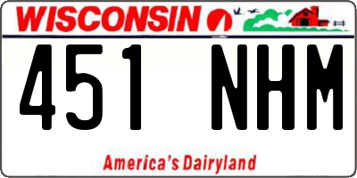 WI license plate 451NHM