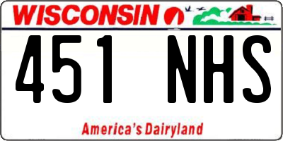 WI license plate 451NHS