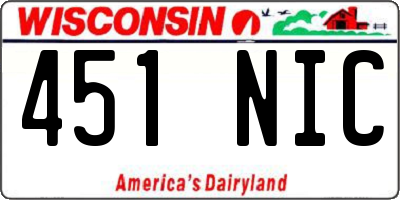 WI license plate 451NIC