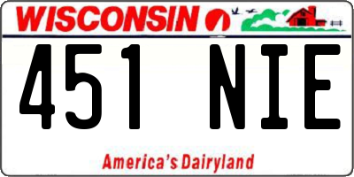 WI license plate 451NIE