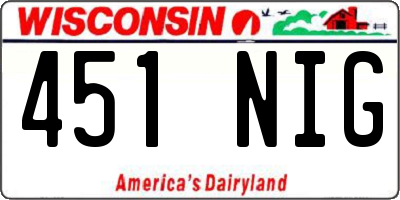 WI license plate 451NIG