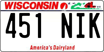 WI license plate 451NIK