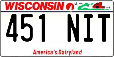 WI license plate 451NIT