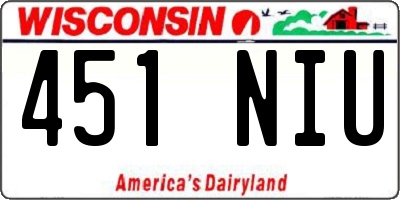 WI license plate 451NIU