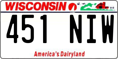 WI license plate 451NIW