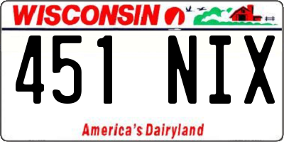 WI license plate 451NIX