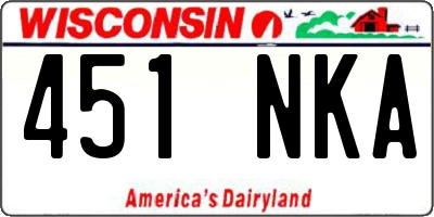 WI license plate 451NKA