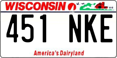 WI license plate 451NKE
