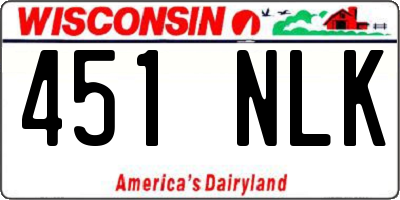 WI license plate 451NLK