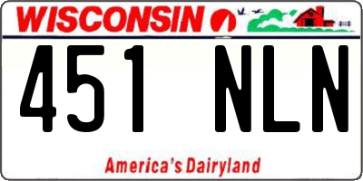 WI license plate 451NLN