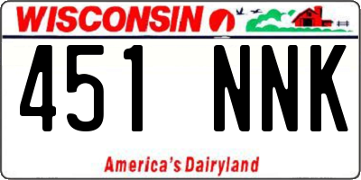 WI license plate 451NNK