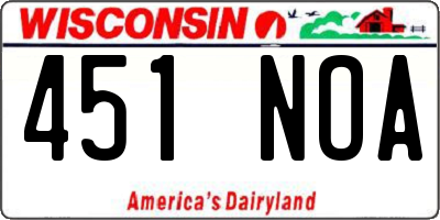 WI license plate 451NOA
