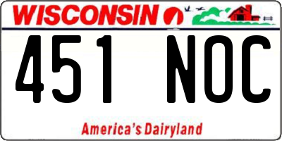 WI license plate 451NOC