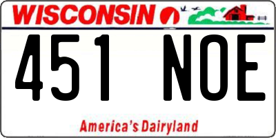 WI license plate 451NOE