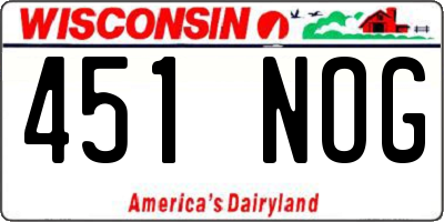 WI license plate 451NOG