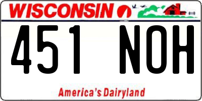 WI license plate 451NOH