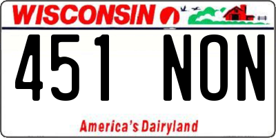 WI license plate 451NON