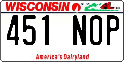 WI license plate 451NOP