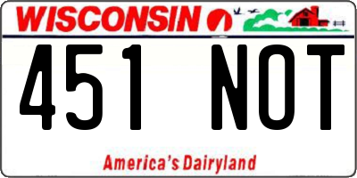 WI license plate 451NOT
