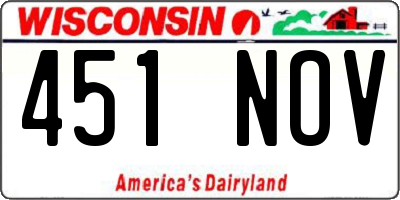 WI license plate 451NOV