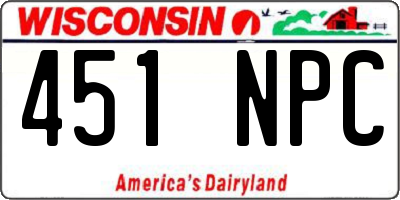WI license plate 451NPC