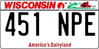 WI license plate 451NPE