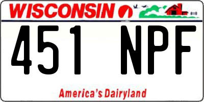 WI license plate 451NPF